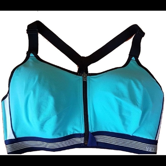VS/VSX Wireless Sports Bra Aqua Sz. 34DD Supportive Yoga Exercise Stay Dry - Picture 1 of 6